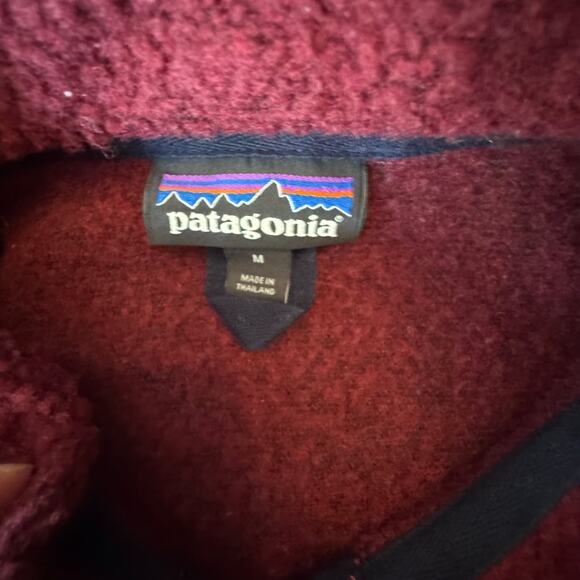 Patagonia Women's woolyester fleece jacket full zip Red Navy Medium Fleece - Picture 5 of 9